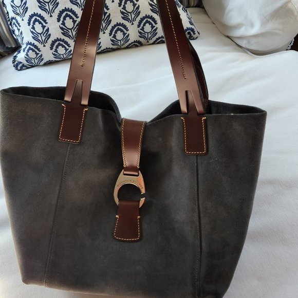 Dooney & Bourke Handbags - Dooney & Bourke East West Suede Shopper - Smoke Grey Rare HTF